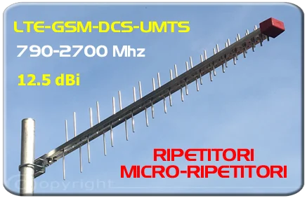 AR1045.1 Antenna logaritmica alto guadagno, banda 2G 3G 4G 3 gsm lte umts 790 - 2700 MHz