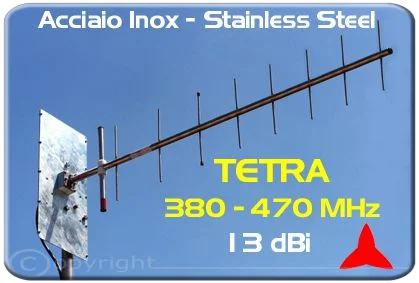 AR1049.1.XI Antenna Yagi Tetra 380-470 MHz Larga Banda Acciaio Inox - Protel