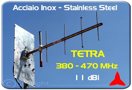 Protel AR1047 Antenna Yagi  TETRA larga banda 11dBi 380 470 MHz Protel AR1046 Antenna yagi larga banda Tetra 10.5 dBi 380 470 MHz inox