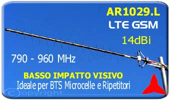 AR1029.L Low environmental impact directional Yagi antenna 790 - 960 MHz 14 dBi 4G GSM GSM-R LTE